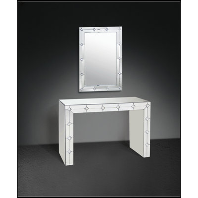 Console Hessa à miroir et faux strass, assemblée, glamour et élégante pour votre décor