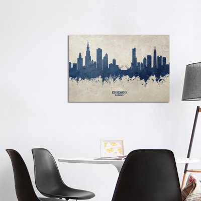 Chicago Illinois Skyline Concrete by Michael Tompsett - 1 Piece Wrapped Canvas Painting