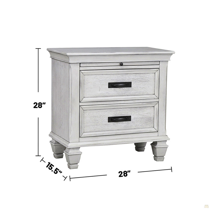 MDF Nightstand With 2 Drawers