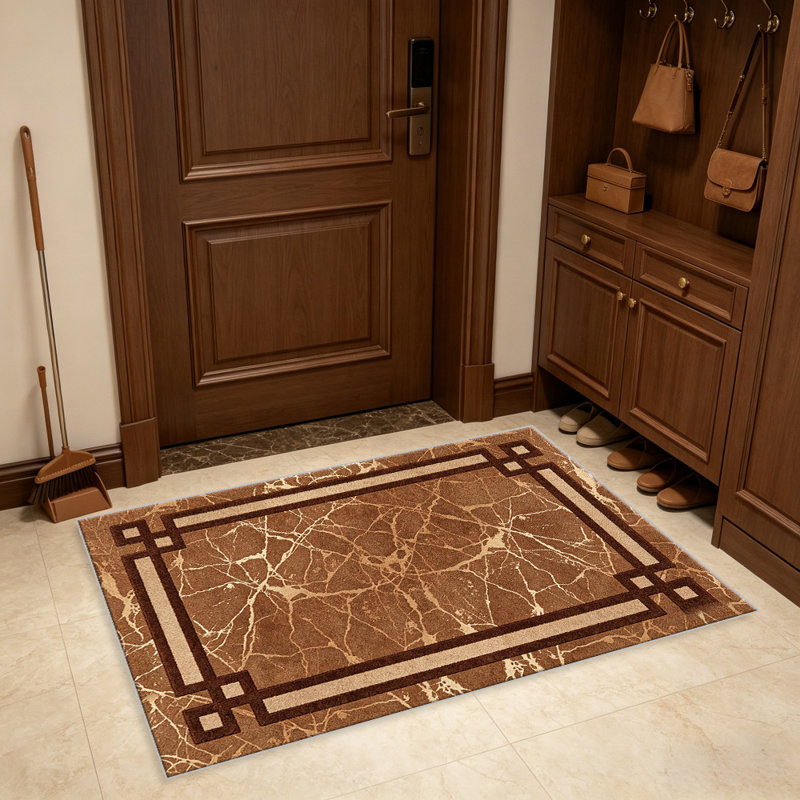 Brown Marble Geometric carpet-easy to clean, machine-washable, soft and comfortable; suitable for door mats, kitchens, living rooms, bedrooms, corridors, and laundry areas. Easy to clean, durable carpet for home decoration.