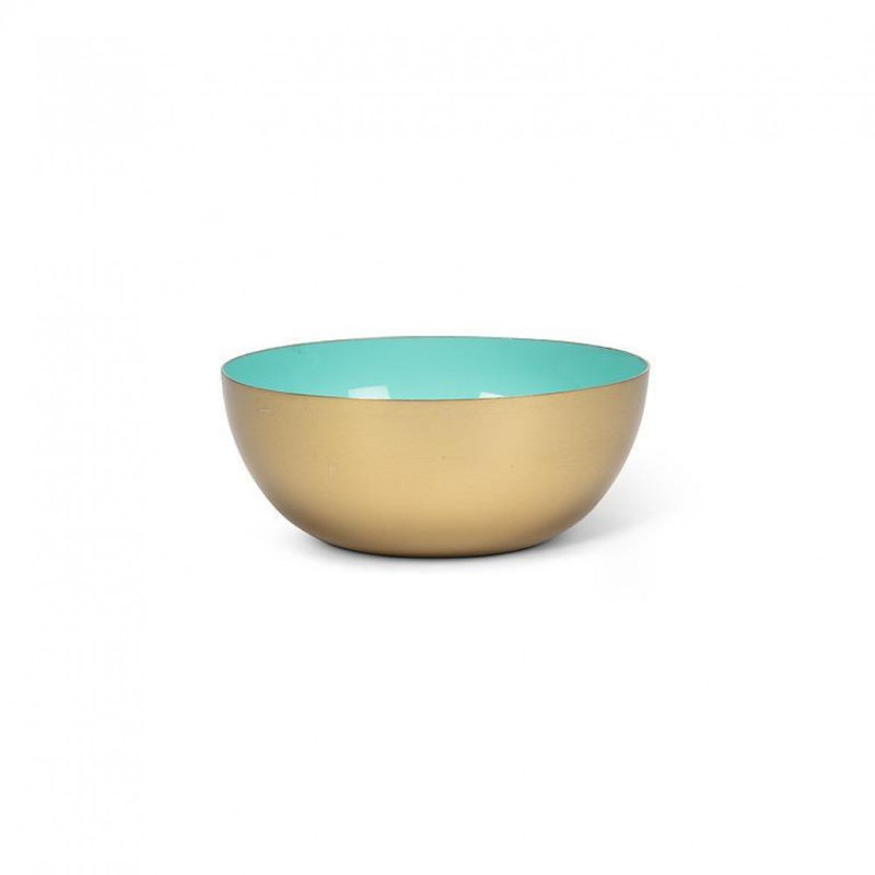 Mini bol en émail, Doré / Turquoise