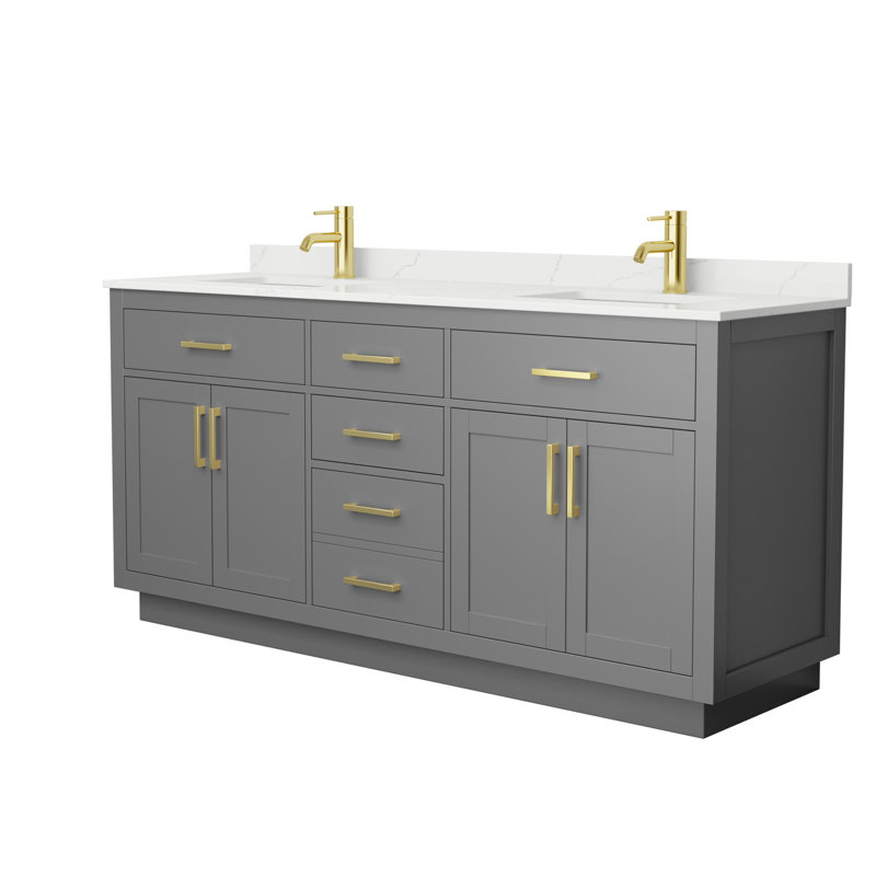 Meuble-lavabo double Beckett TK, Or brossé, Simple, 66''