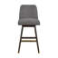 Tabouret de bar rotatif en chêne gris avec tissu bouclé gris Ralena