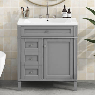 Ronning 30 Bathroom Vanity with Single Sink-Combination Under Counter Sink and Storage Cabinet Vanity Winston Porter Base Finish: White