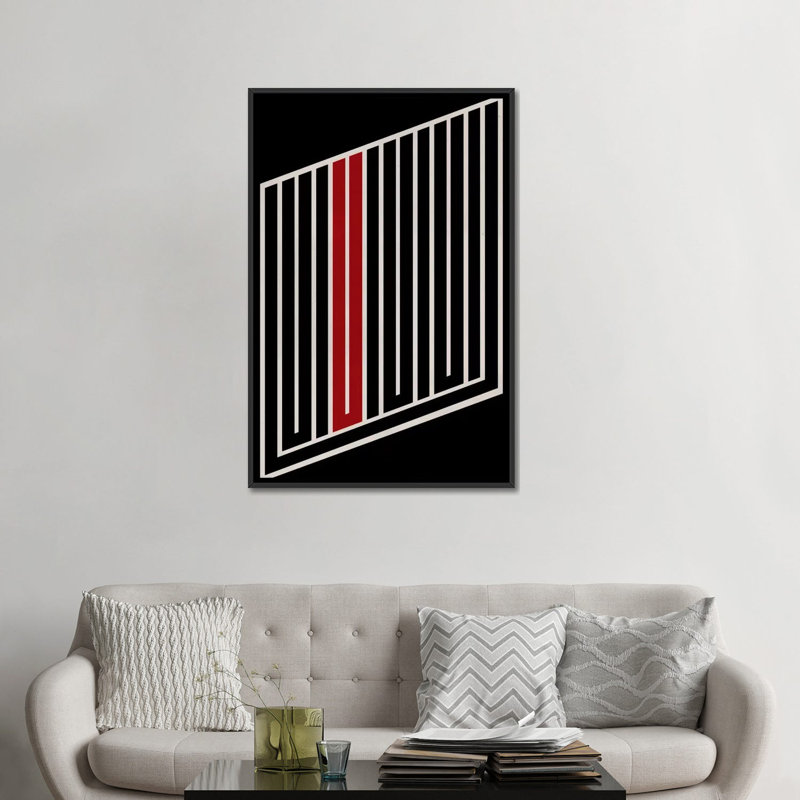 Albree Modern Maze, impression sur toile, Toile avec cadre flottant noir, Pas de tapis, H 48 po x l 32 po x P 1,5 po