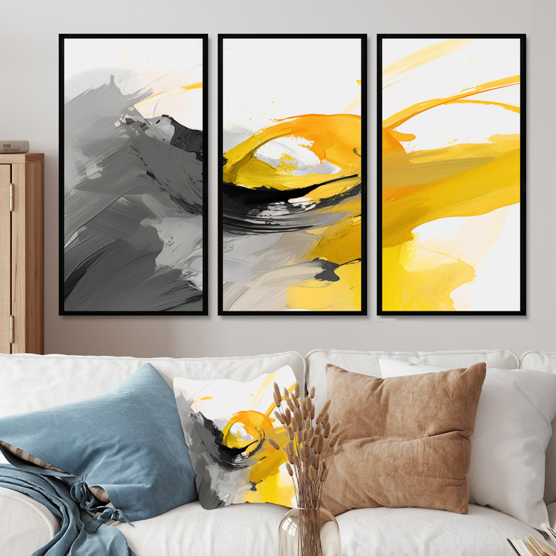 Cyrine - ensemble d'art mural paysage urbain, Cadre flottant noir, H 40 po x l 60 po x P 1 po