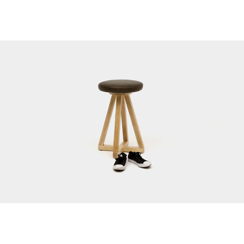 Artless X Swivel 26" Counter Stool, Olive, Bleached White Oak, Brass