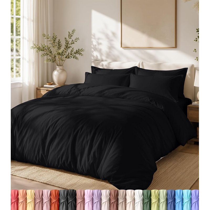 Utopia Bedding Duvet Cover Set with Pillowcases - 3 Pieces Bedding Duvet Cover with Zipper Closure - 1 Duvet Cover with 2 Pillowcases - Soft Brushed Microfiber(King, Black)