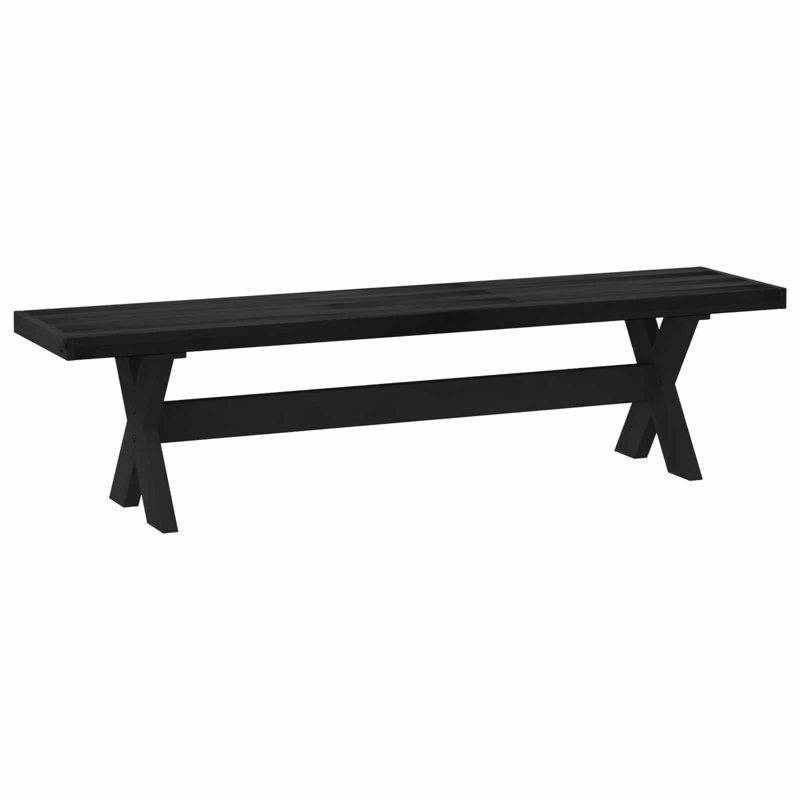 Solid Wood Bench, 45 cm H x 160 cm L x 41 cm D, Black