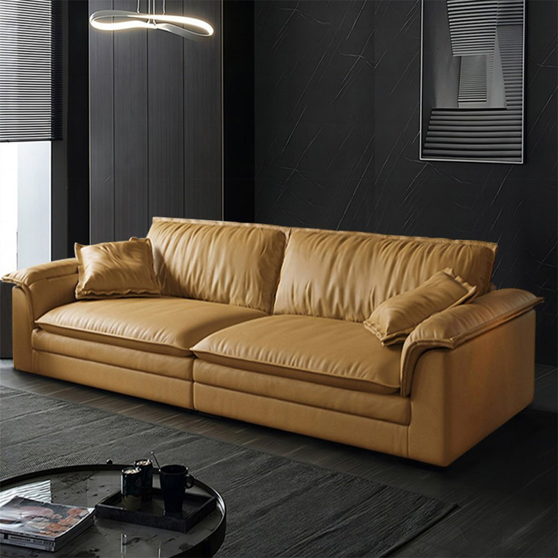 Coussin modulaire brun jaunâtre 100% polyester, 29.92" H x 94.49" W x 46.46" D, Brun jaunâtre