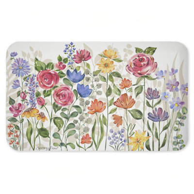 Tapis de sol imprimé à motif de fleurs sauvages Springtime, par Jenny Faw, 30 po x 18 po