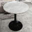 Table de salle à manger ronde 27,6 pouces Mid-Century moderne 2-4 personnes gris clair texturé dessus de marbre-1171617832-1171617838