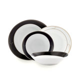 Black Elegance 16 Pc Dinnerware Set, Service For 4