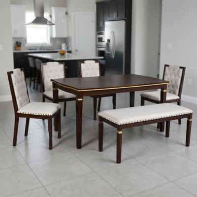 Ensemble de salle à manger six pièces pour la cuisine, comprenant une table rectangulaire, 4 chaises et 1 tabouret