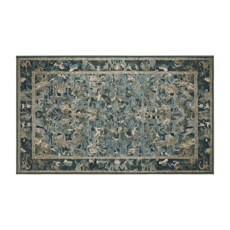 Machine Washable Green Area Rug, Rectangle 8' x 12'