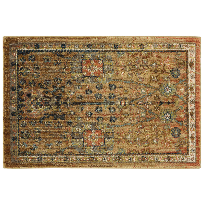 Traditional Blue Floral Synthetic 5'3" x 7'10" Area Rug