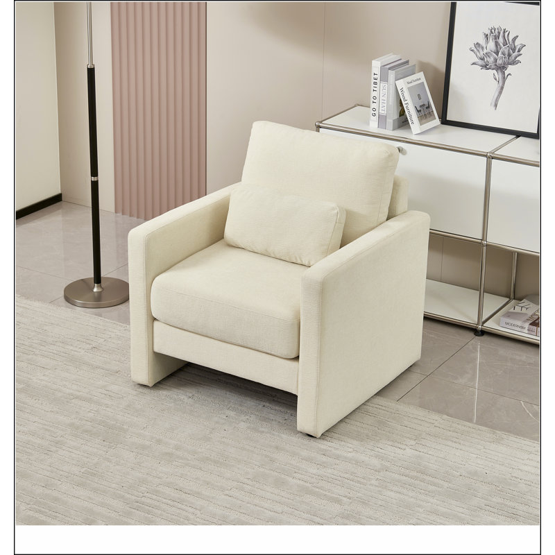 Chaise d'appoint moderne, fauteuil rembourré en chenille - style moderne, structure en bois massif - idéale pour le salon, la chambre à coucher, le bureau
