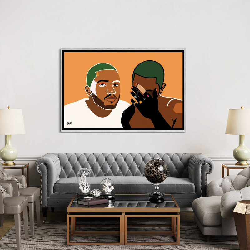 « Frank » par Bria Nicole-impression d’art graphique, Toile avec cadre argenté, Pas de tapis, H 40 po x l 60 po x 1,5 po