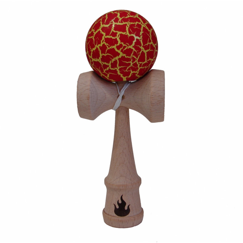 Kendama craquelé, Jaune / rouge
