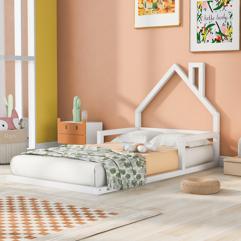 Lit plateforme Wood, Simple, Blanc