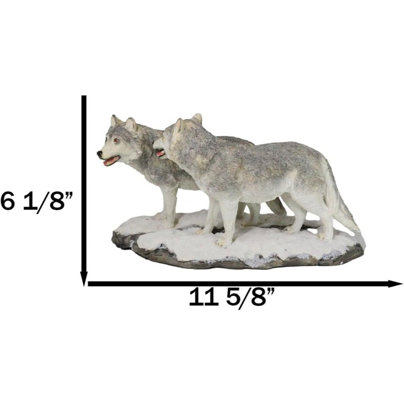 Figurine de couple de loups de neige d'hiver