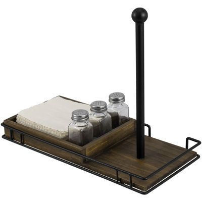 Metal and Wood Freestanding Paper Towel Holder
