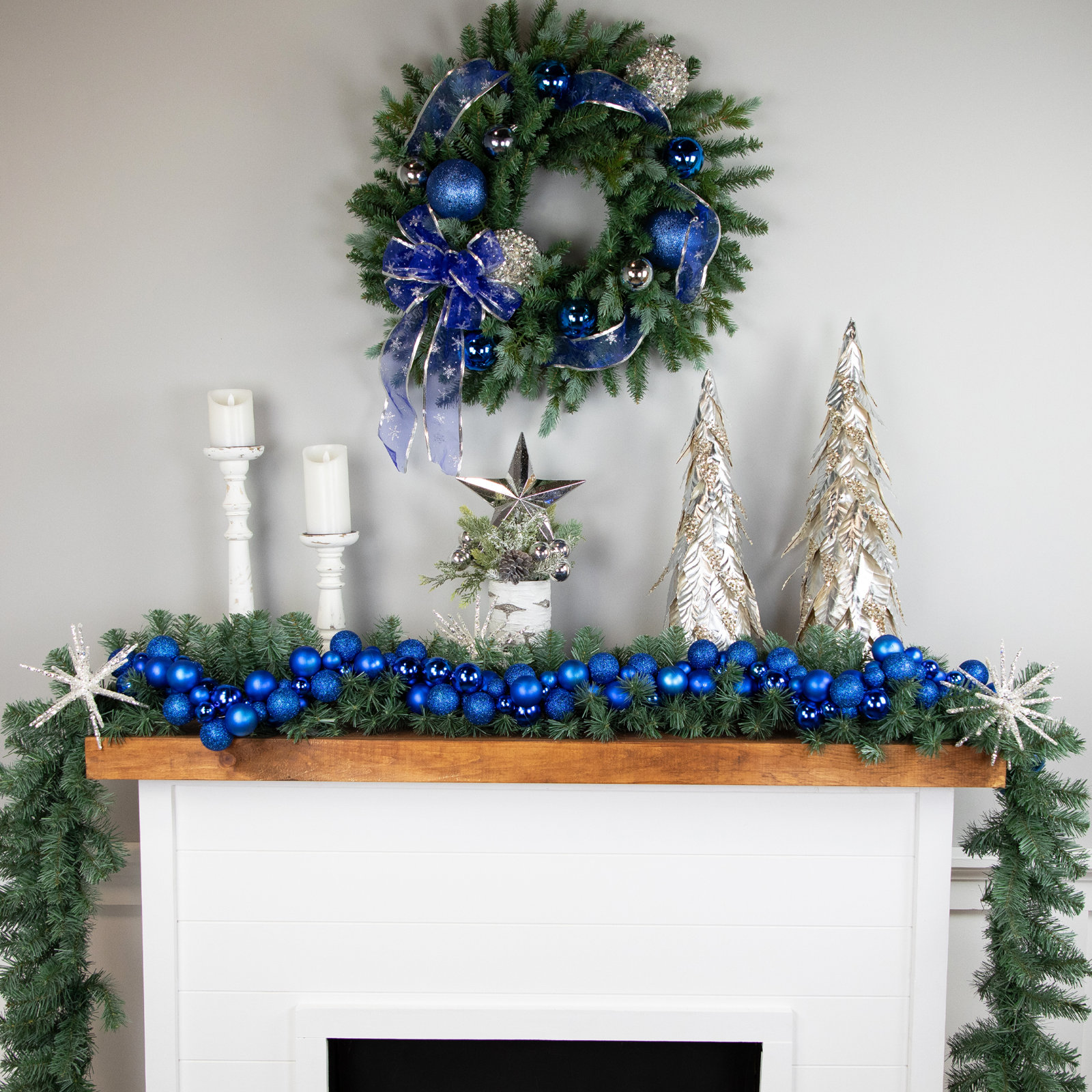 6' Shatterproof Ball Christmas Garland, Blue