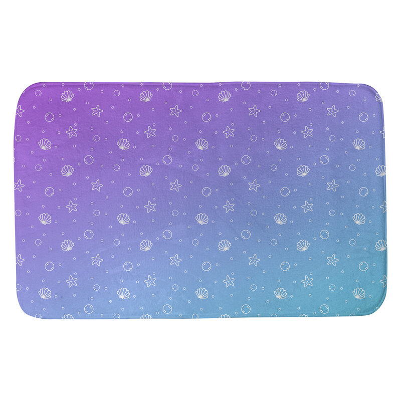 Tapis pour salle de bain coquillage Mcguigan, l 17 po x L 24 po, Mauve / Bleu