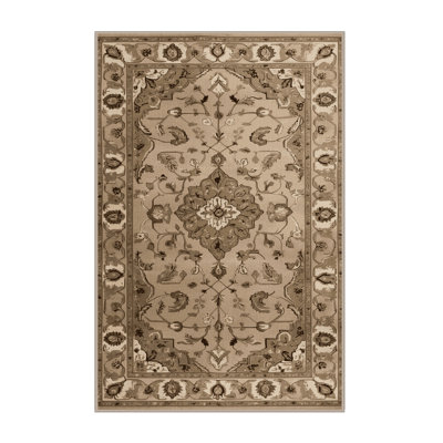 Machine Washable Tabriz Brown Area Rug