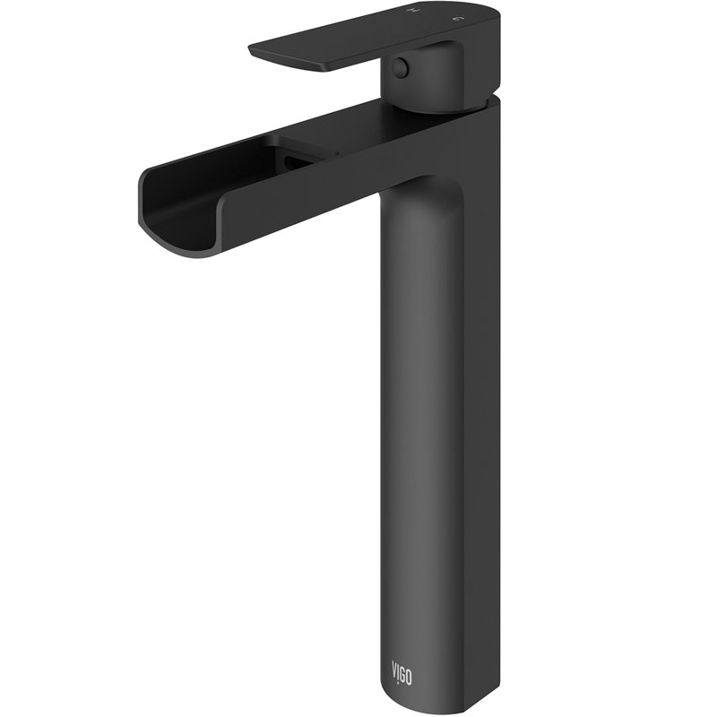 Amada Single Handle Vessel Sink Bathroom Faucet, Matte Black