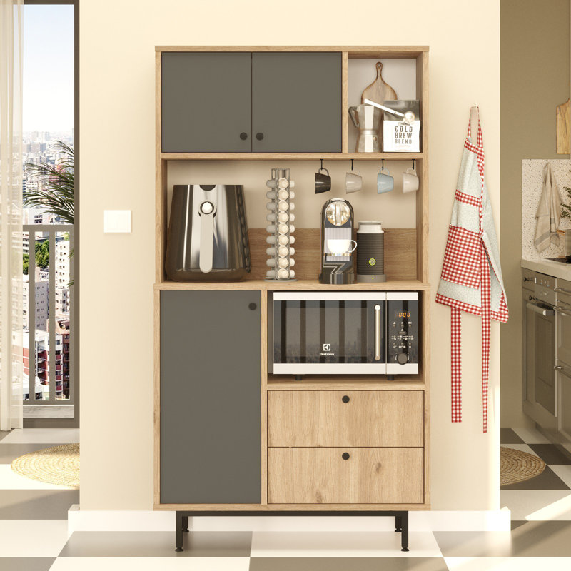Armoire polyvalente Colesen, Noir / Beige