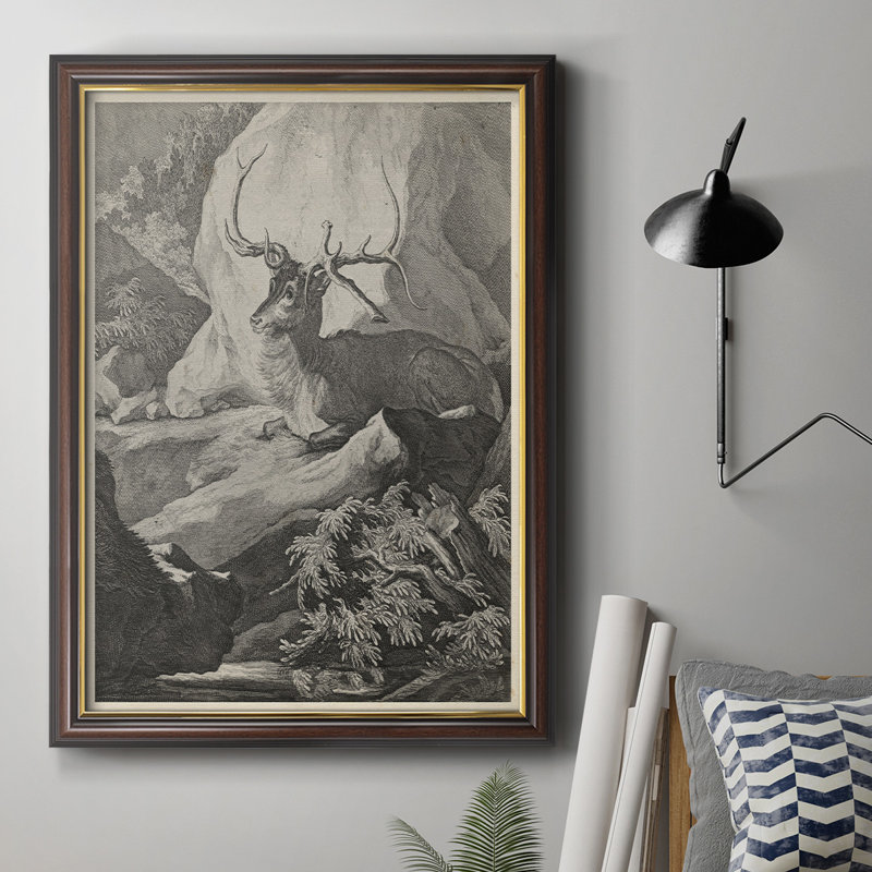 Toile encadrée de qualité supérieure Woodland Deer, H 20 po x l 16 po x P 2,5 po, Structure miel et pacane