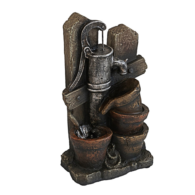 Water Fountain With Antique Water Pump Design And LED Light