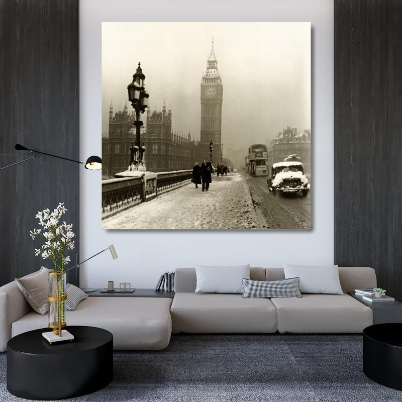 Big Ben-Winter à Londres, vers 1955, H 36 po x l 36 po