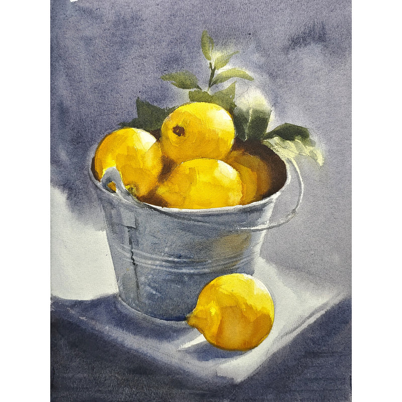 Pot de fruits, peinture - par Achintya Hazra | Aquarelle sur papier