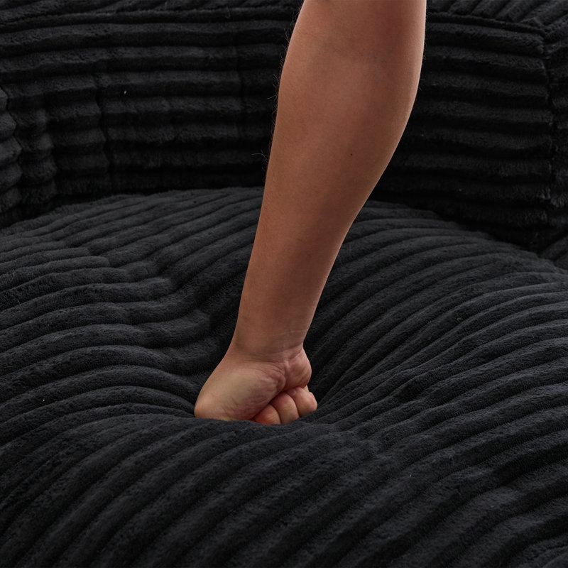 55.1" Oversized Round Bean Bag Chair for Adults, Plush Faux Fur Lounge Chair, Large Comfy Bean Bag with Compressed Foam Filling, Cozy Reading & Gaming Floor Chair for Bedroom & Living Room
