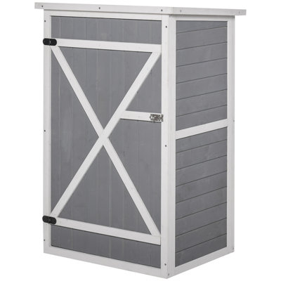 Grey Wooden Storage Shed with Shelf