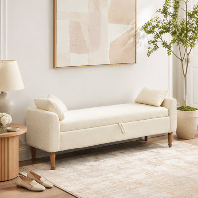 Storage Bench with Armrest and Pillows