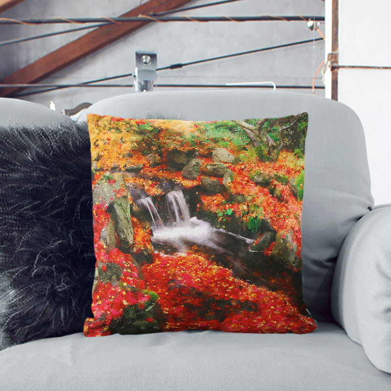 Forest Stream Vol.4 Painting Scatter Cushion, 55cm H x 55cm W x 20cm D, Black
