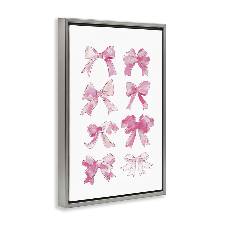 «Rows Of Pink Bows», toile flottante encadrée par Ramona Murdock, H 31 po x l 21 po, Cadre flottant gris lustré