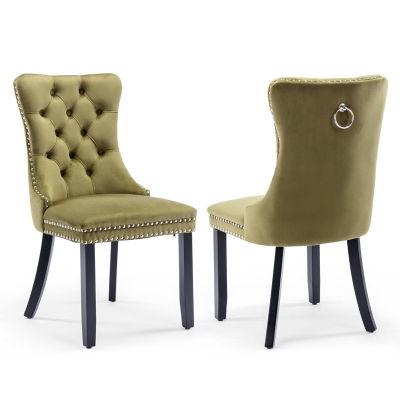 2 Pcs High-End Tufted Solid Wood Contemporary Velvet Upholstered Dining Chair With Wood Legs Nailhead Trim,Upholstered dining room chair,dinning chair,kitchen chair