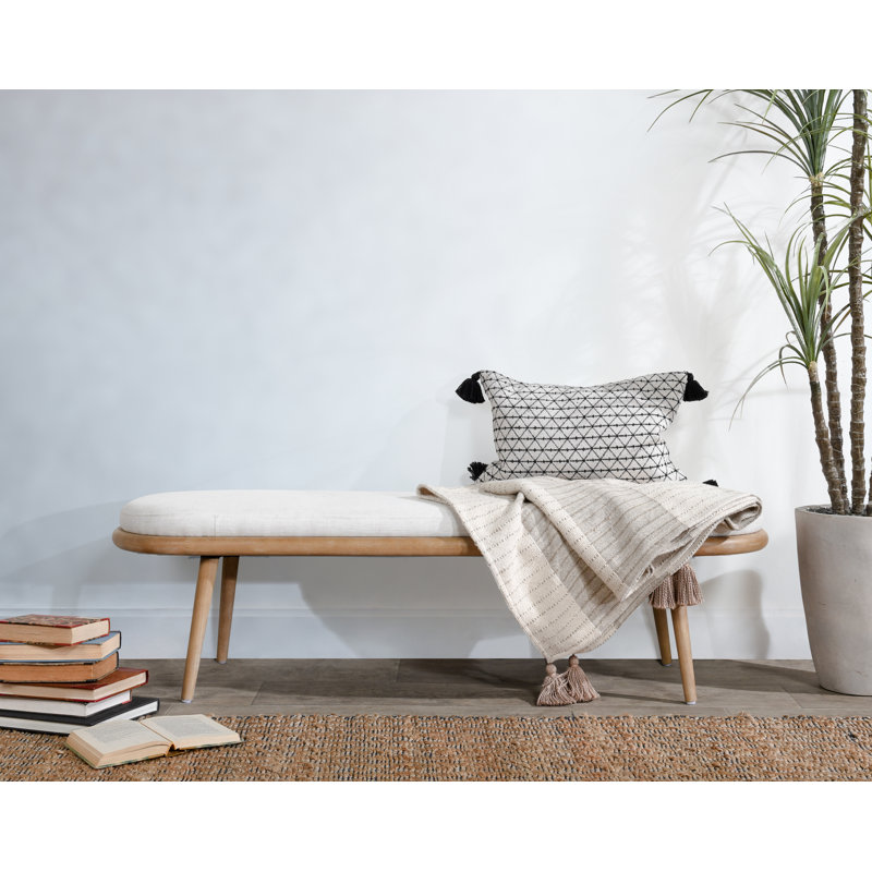 Echo Upholstered Bench, Light Gray/Brown