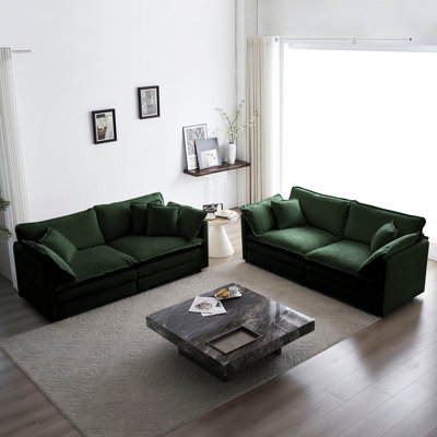 Chenille 2 po. Base en bois massif, tissu haut. Rembourrage en éponge, disposition personnalisable, assemblage sans effort de 2 canapés en tissu: conception confortable de qualité