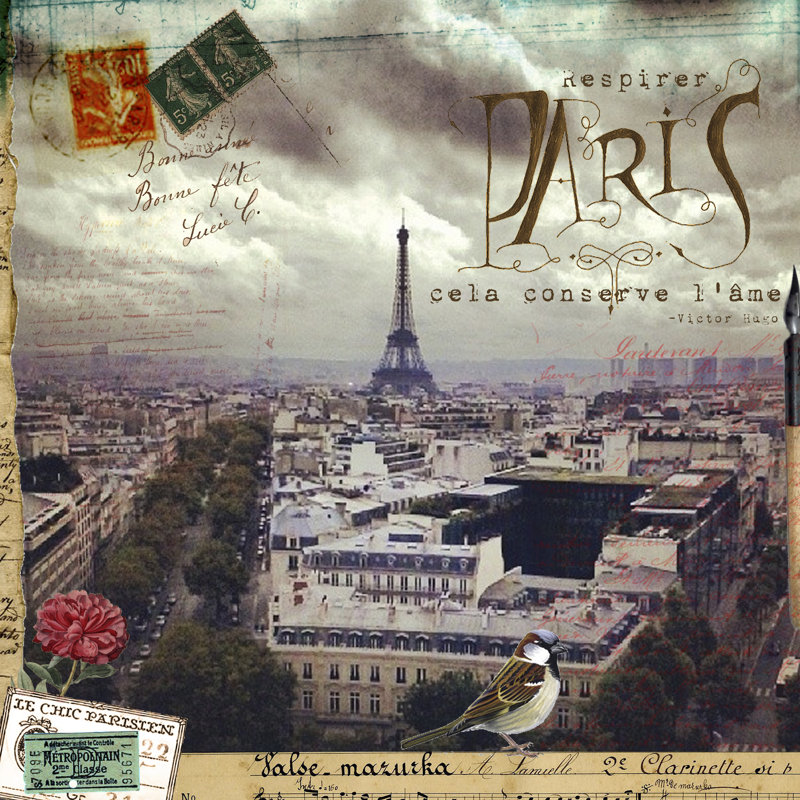 Eiffel Romance I - Wrapped Canvas Print, 30cm H x 30cm W