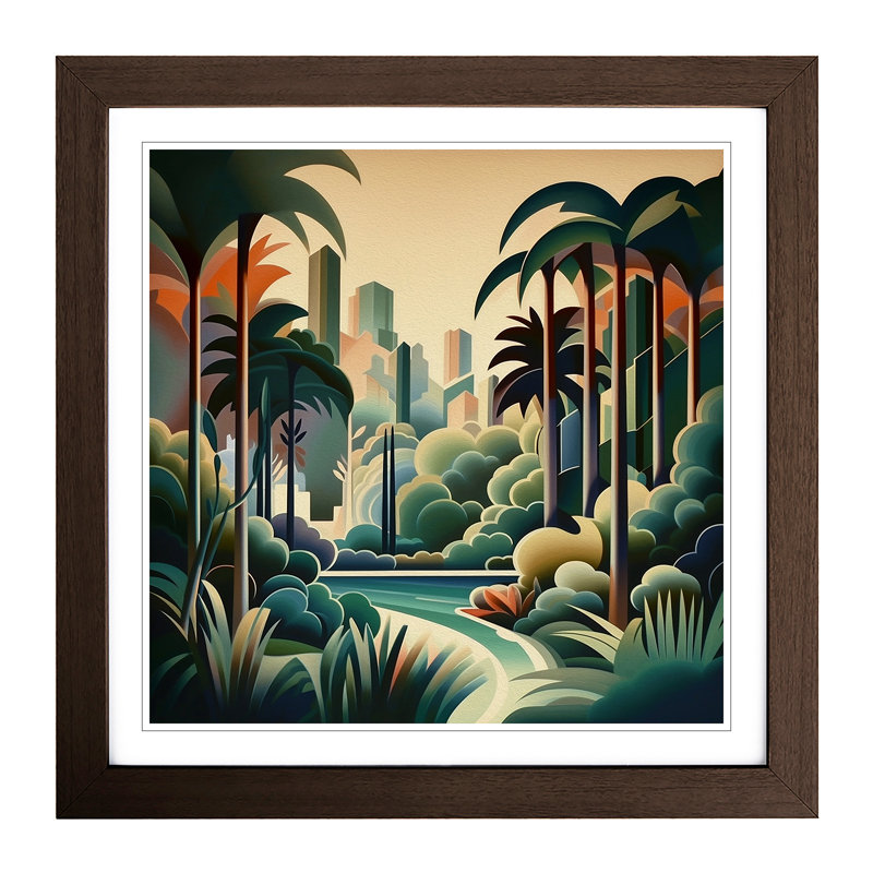 Landscape Deco - Framed Print, Walnut