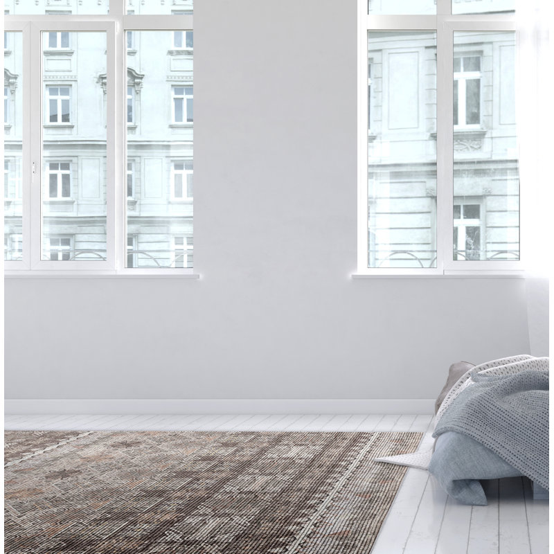 Tapis gris à motif géométrique Agadir, Rectangulaire 6 pi 2 po x 9 pi 6 po