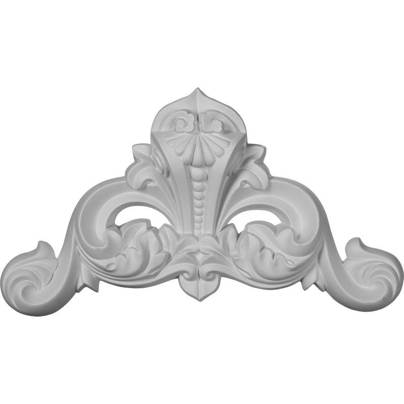 Gray Polyurethane Beaded Scroll Wall Applique