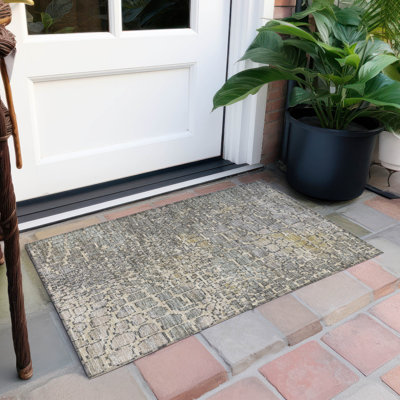 Machine Washable Indoor/Outdoor Chayden ACN988 Putty Rug
