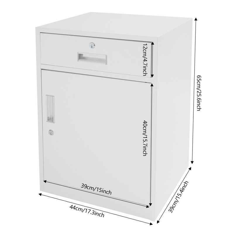 Tervel 1-Drawer Vertical Filing Cabinet with Locks, White