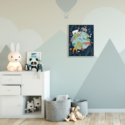 «Jungle Animals and Earth Nature Floral Border» par Nina Seven - impression d'art graphique